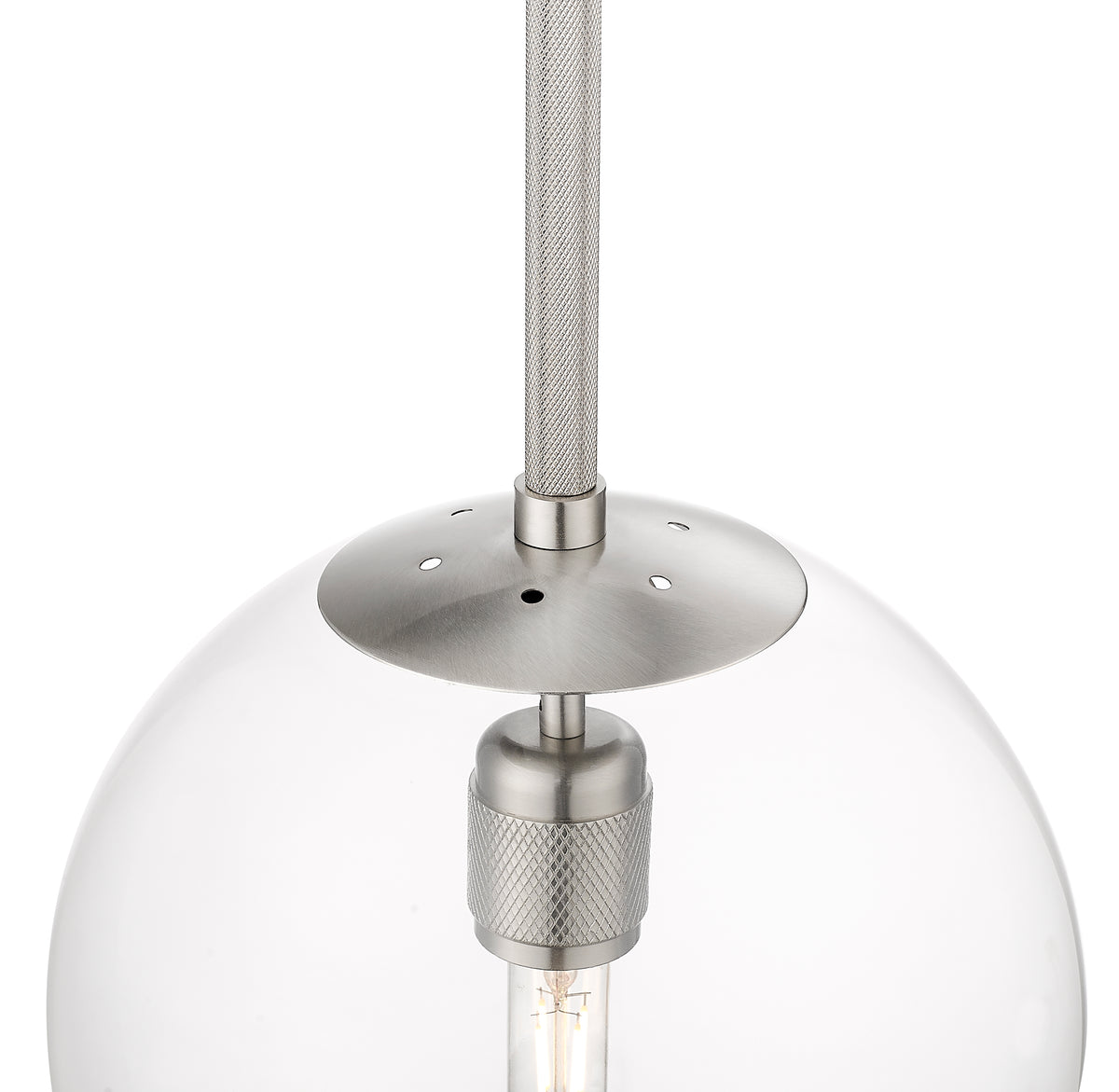 12-inch Kairo Brushed Nickel 1-Light Clear Glass Pendant Light