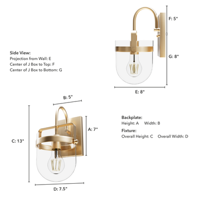 Karloff 13-inch 1-light Alturas Gold Wall Sconce with Clear Glass