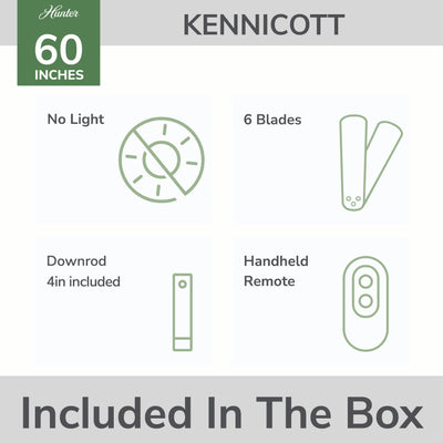 60 inch Kennicott ENERGY STAR® Fresh White Damp Rated Ceiling Fan and Handheld Remote