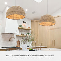 Hillmount 22-inch 1-light Matte Black Pendant with Natural Raffia Shade