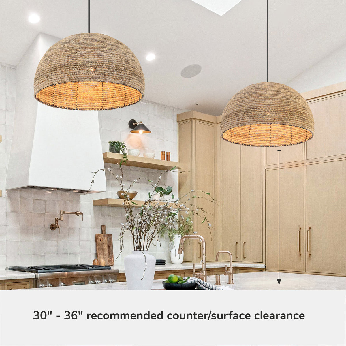 Hillmount 22-inch 1-light Matte Black Pendant with Natural Raffia Shade