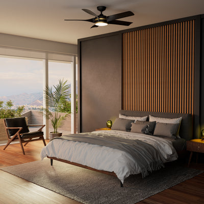 Casablanca 52 inch Julia ENERGY STAR® Matte Black Damp Rated Ceiling Fan with LED Light Kit and Wall Control and Handheld Remote