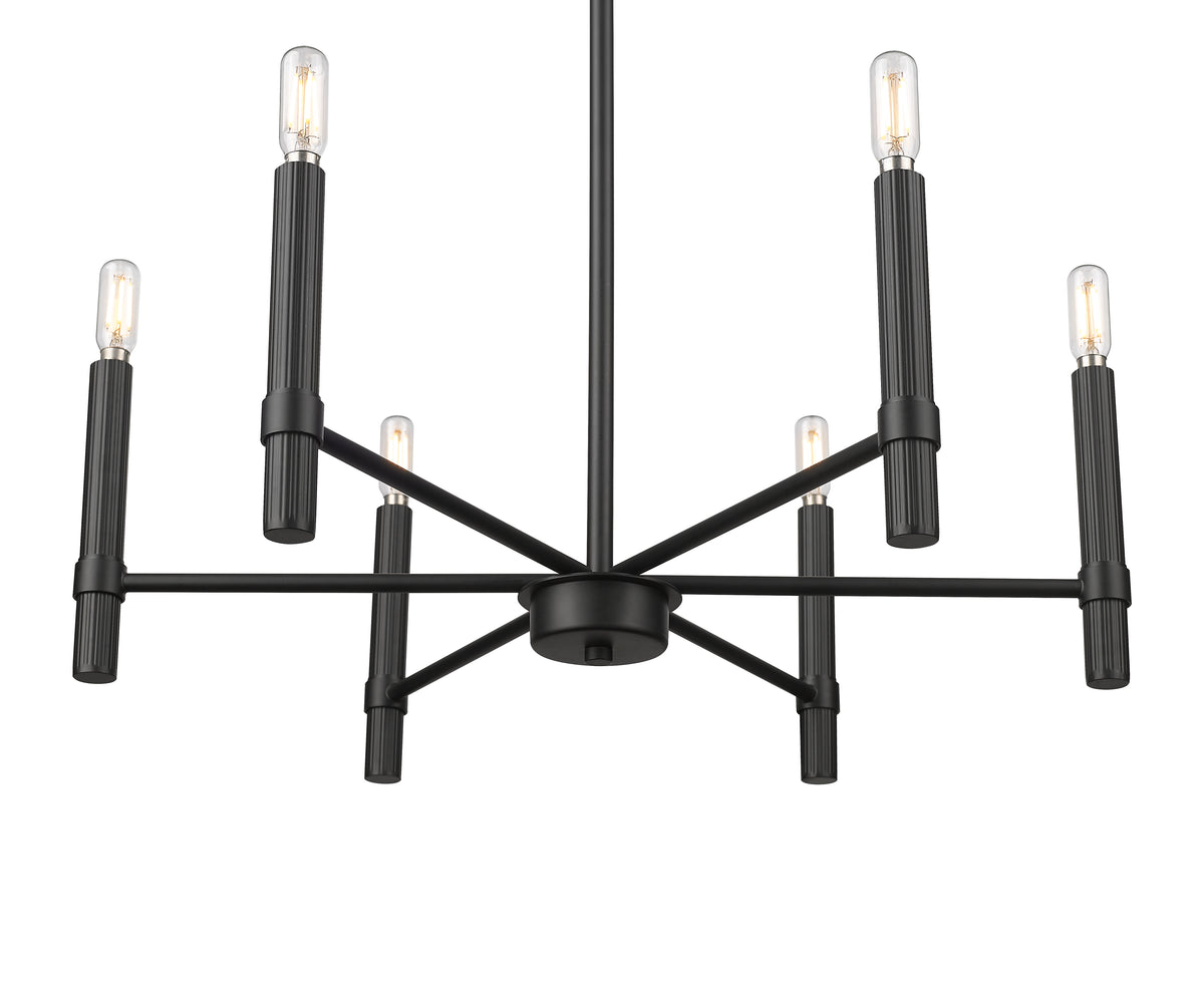 21.25'' Skyva Matte Black 6 Light Chandelier