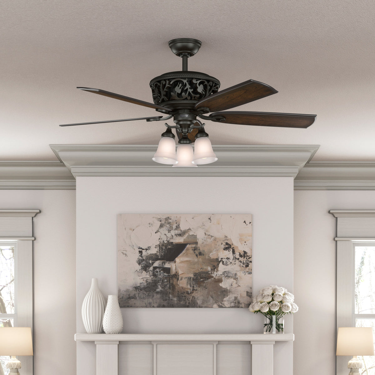 54 inch Promenade ENERGY STAR® Brittany Bronze Ceiling Fan with LED Light Kit and Handheld Remote