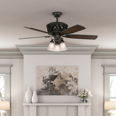 54 inch Promenade ENERGY STAR® Brittany Bronze Ceiling Fan with LED Light Kit and Handheld Remote