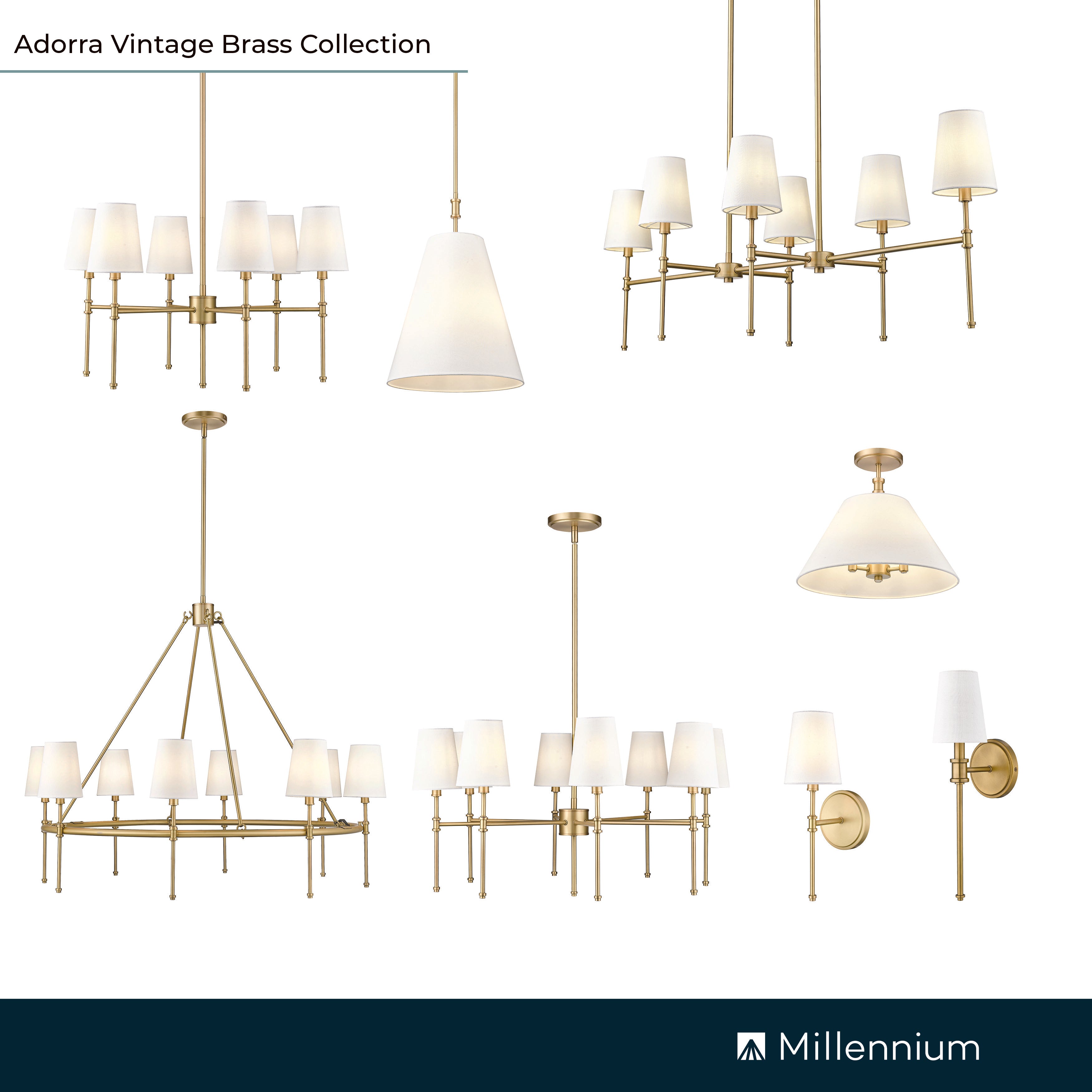 24'' Adorra Vintage Brass 3 Light Pendant