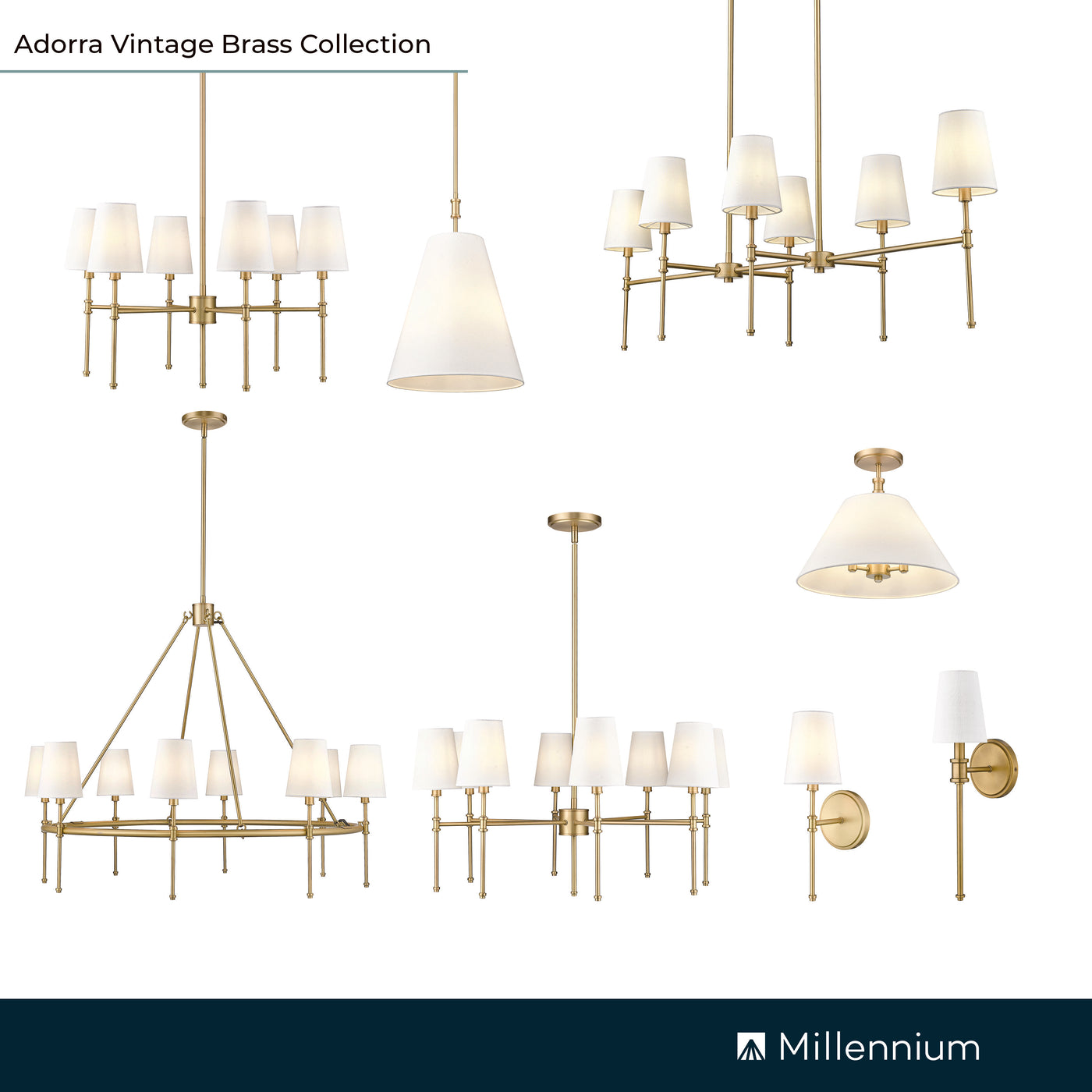 15.75'' Adorra Vintage Brass 8 Light Chandelier