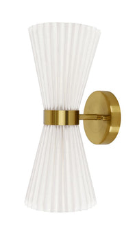 Amore 2 Light Aged Brass Linen Wall Sconce with White Shades
