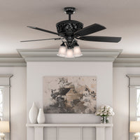 54 inch Promenade ENERGY STAR® Gloss Black Ceiling Fan with LED Light Kit and Handheld Remote
