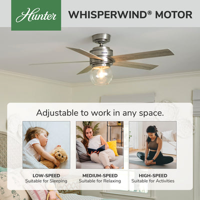 52 inch Xidane Brushed Nickel Ceiling Fan with LED Light Kit and Handheld Remote