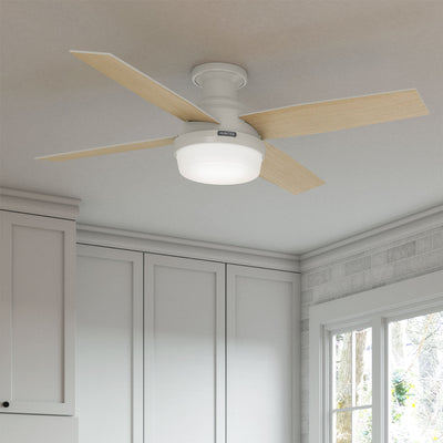 52 inch Dempsey Fresh White Low Profile Ceiling Fan with LED Light Kit and Handheld Remote