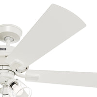 52 inch Crestfield HunterExpress Fresh White Ceiling Fan with LED Light Kit and Pull Chain