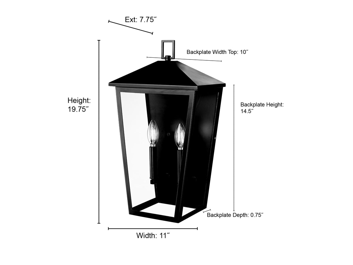 11'' Munger Powder Coated Black 2 Light Wall Sconce