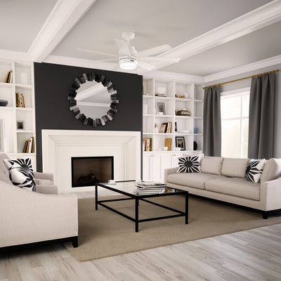 52 inch Brazos ENERGY STAR® Fresh White Damp Rated Ceiling Fan with LED Light Kit and Handheld Remote