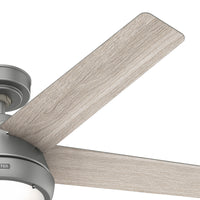 52 inch Burroughs Matte Silver Ceiling Fan with LED Light Kit and Handheld Remote