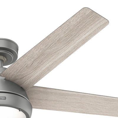 52 inch Burroughs Matte Silver Ceiling Fan with LED Light Kit and Handheld Remote