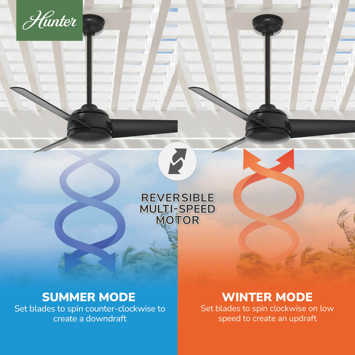 52 inch Trimaran Matte Black WeatherMax Indoor / Outdoor Ceiling Fan and Wall Control