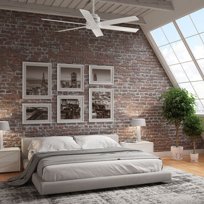 60 inch Kennicott ENERGY STAR® Fresh White Damp Rated Ceiling Fan and Handheld Remote