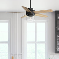 52 inch Margo Matte Black Ceiling Fan with LED Light Kit and Handheld Remote
