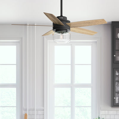 52 inch Margo Matte Black Ceiling Fan with LED Light Kit and Handheld Remote