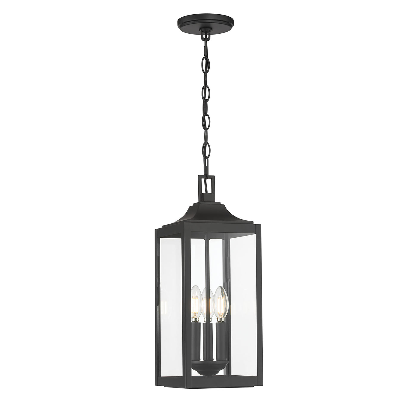 18.25'' Halston Powder Coated Black 3 Light Hanging Lantern