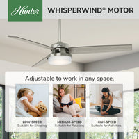 60 inch Sentinel Brushed Nickel Ceiling Fan with LED Light Kit and Handheld Remote