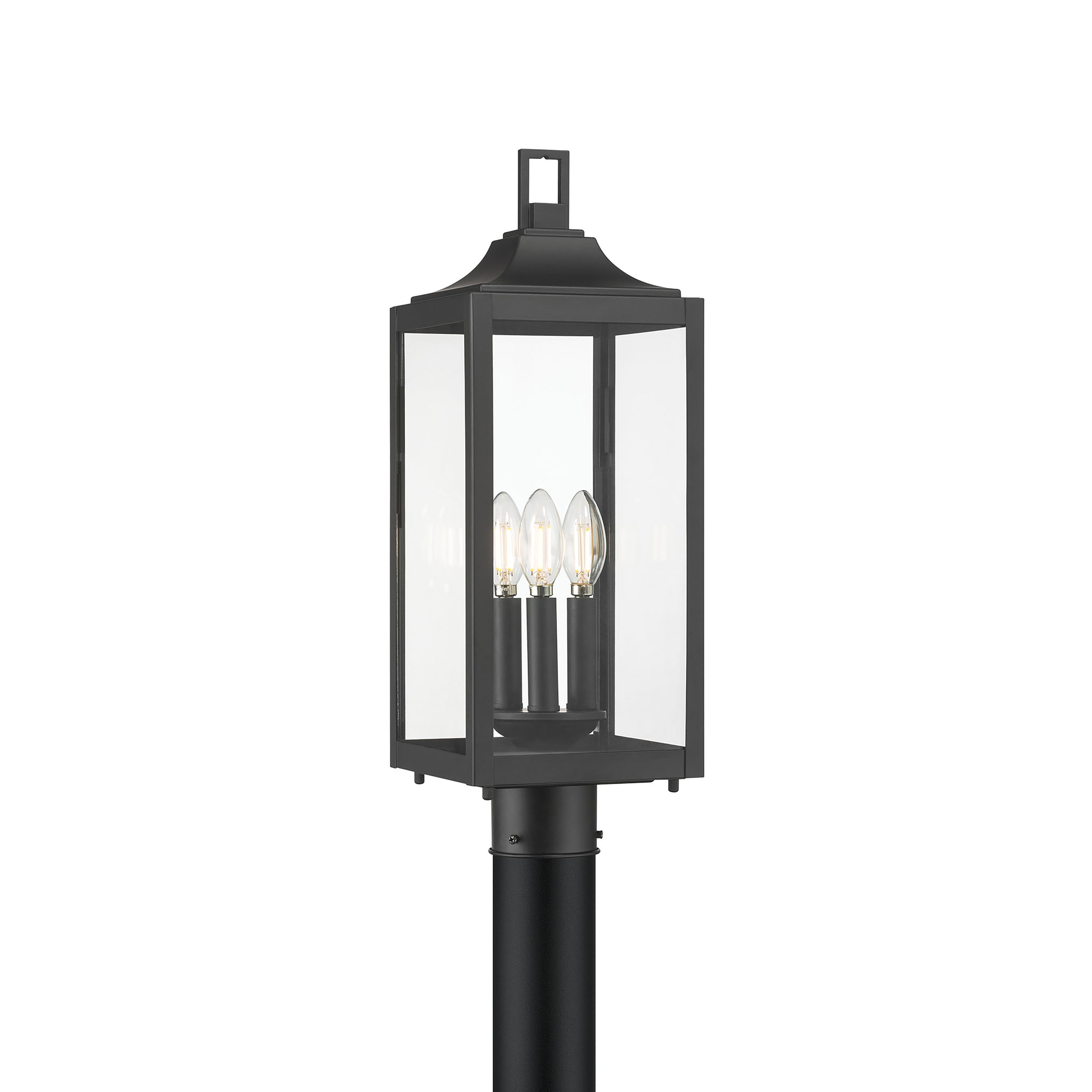 20.5'' Halston Powder Coated Black 3 Light Post Lantern