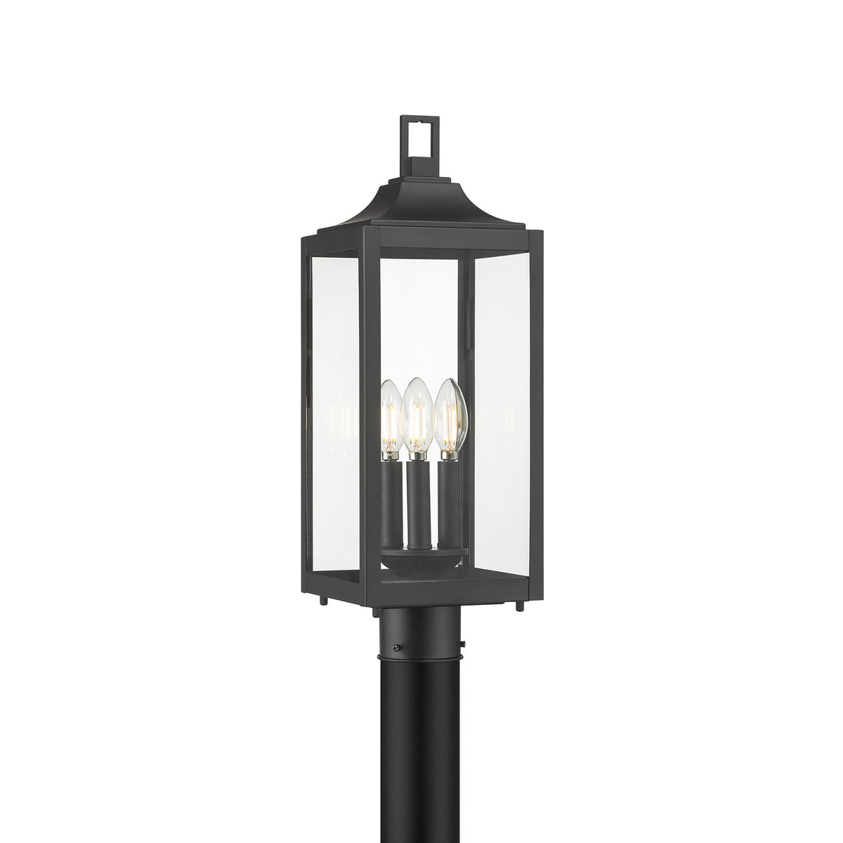 20.5'' Halston Powder Coated Black 3 Light Post Lantern