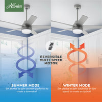 52 inch Aerodyne Wi-Fi Matte Silver Ceiling Fan with LED Light Kit and Handheld Remote