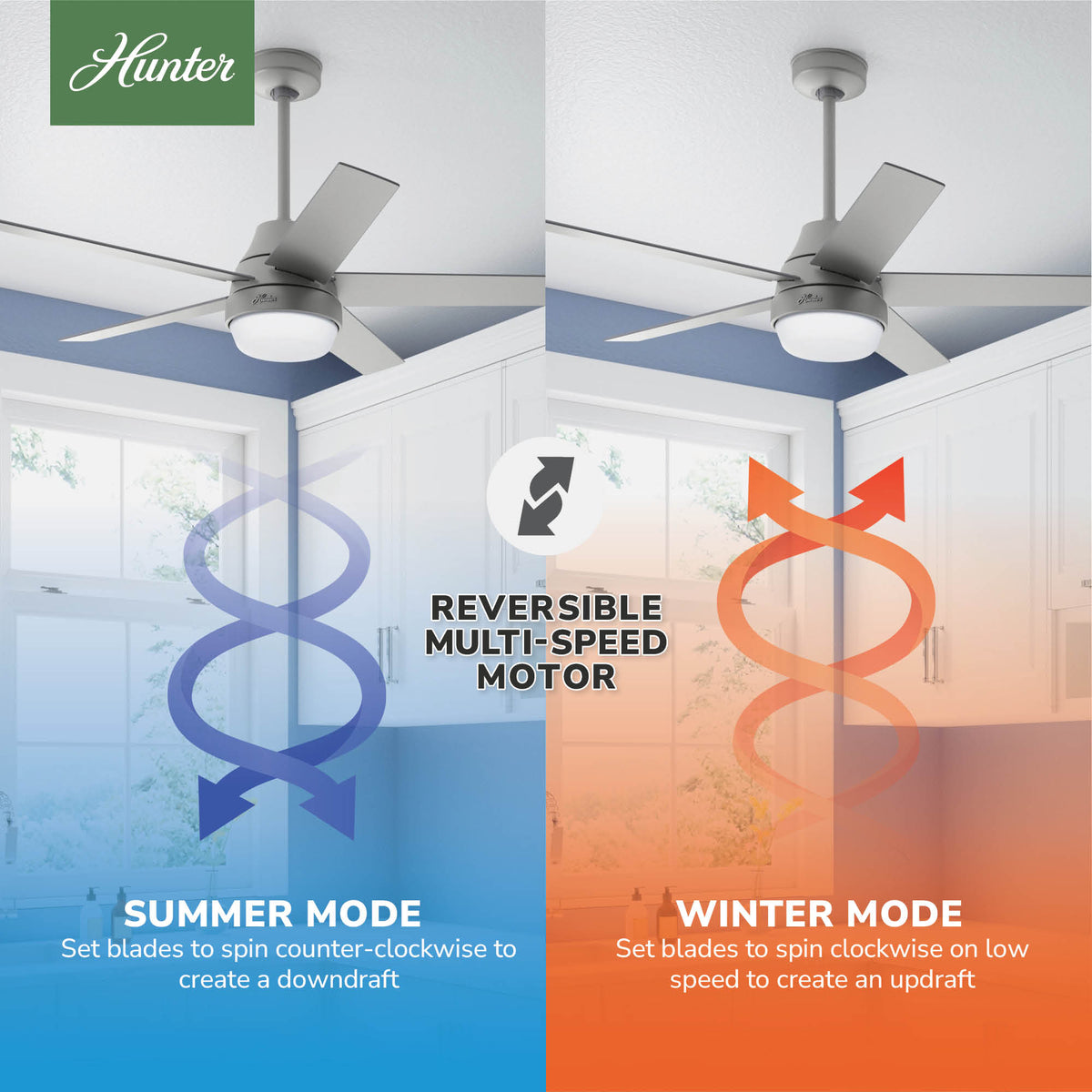 52 inch Aerodyne Wi-Fi Matte Silver Ceiling Fan with LED Light Kit and Handheld Remote