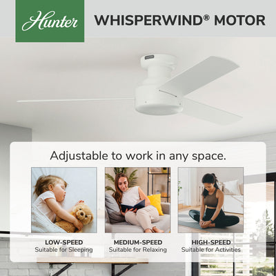 52 inch Presto Matte White Low Profile Ceiling Fan and Wall Control