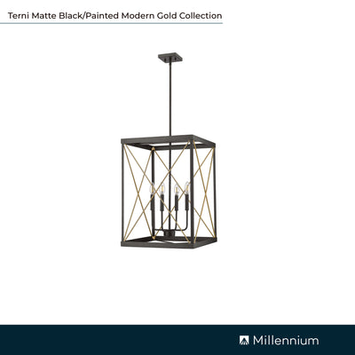 26.12'' Terni Matte Black/Painted Modern Gold 4 Light Pendant