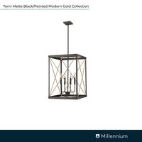 26.12'' Terni Matte Black/Painted Modern Gold 4 Light Pendant