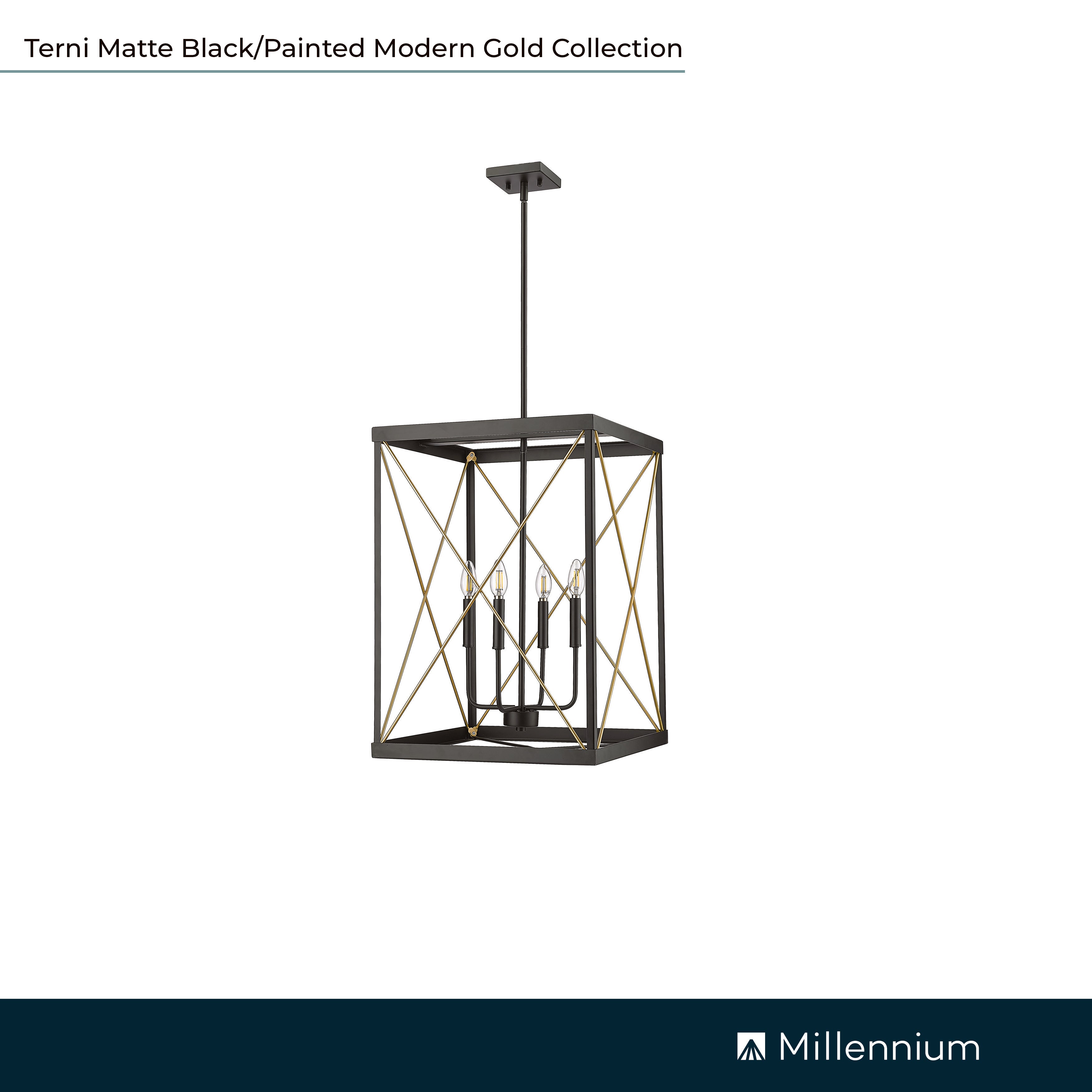 26.12'' Terni Matte Black/Painted Modern Gold 4 Light Pendant