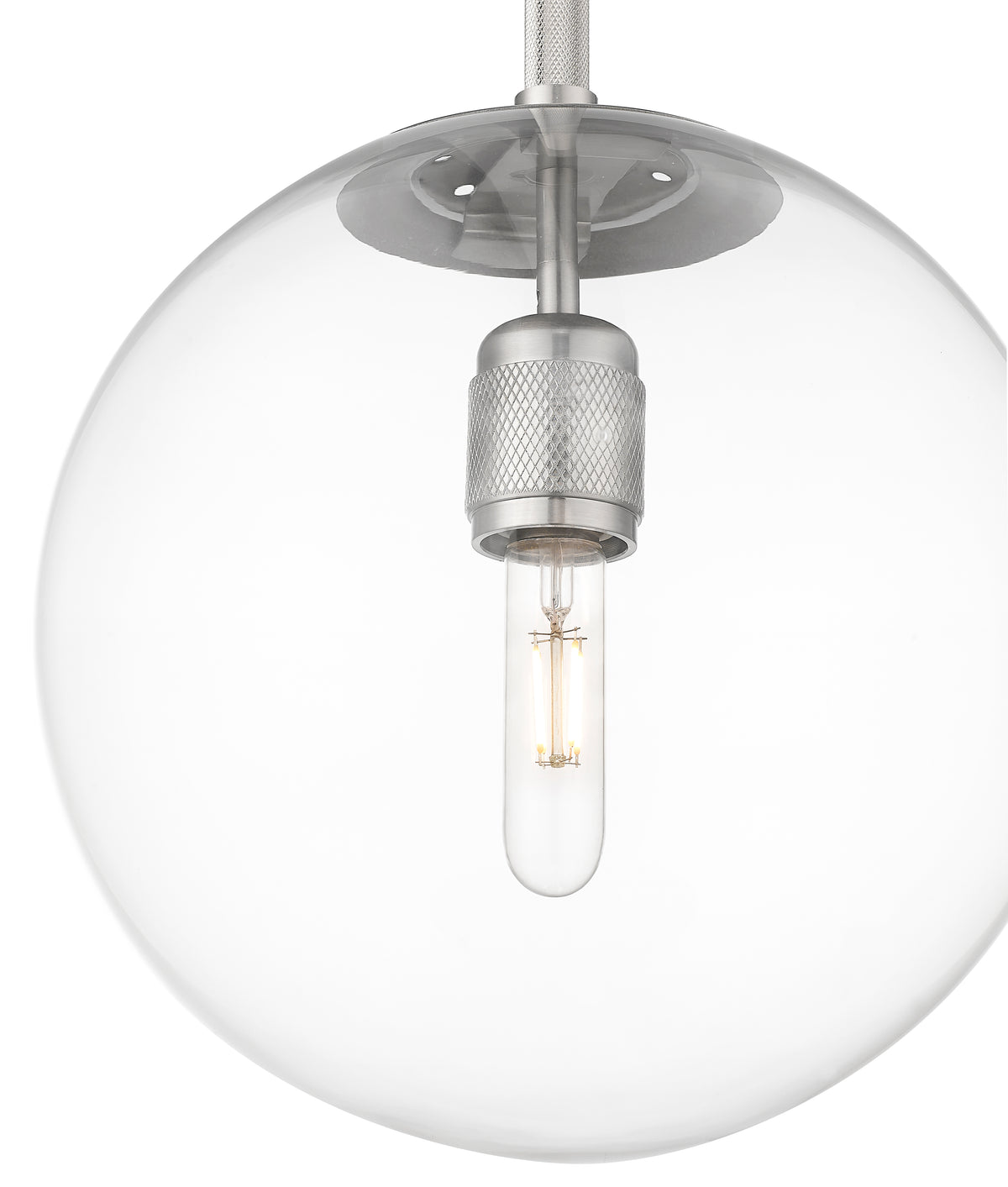 12-inch Kairo Brushed Nickel 1-Light Clear Glass Pendant Light