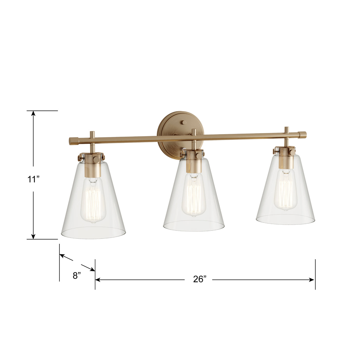 27'' Aliza Modern Gold 3 Light Bath Vanity