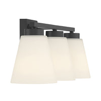 22-inch Strayhan Matte Black 3-Light White Frosted Glass Bathroom Vanity Light