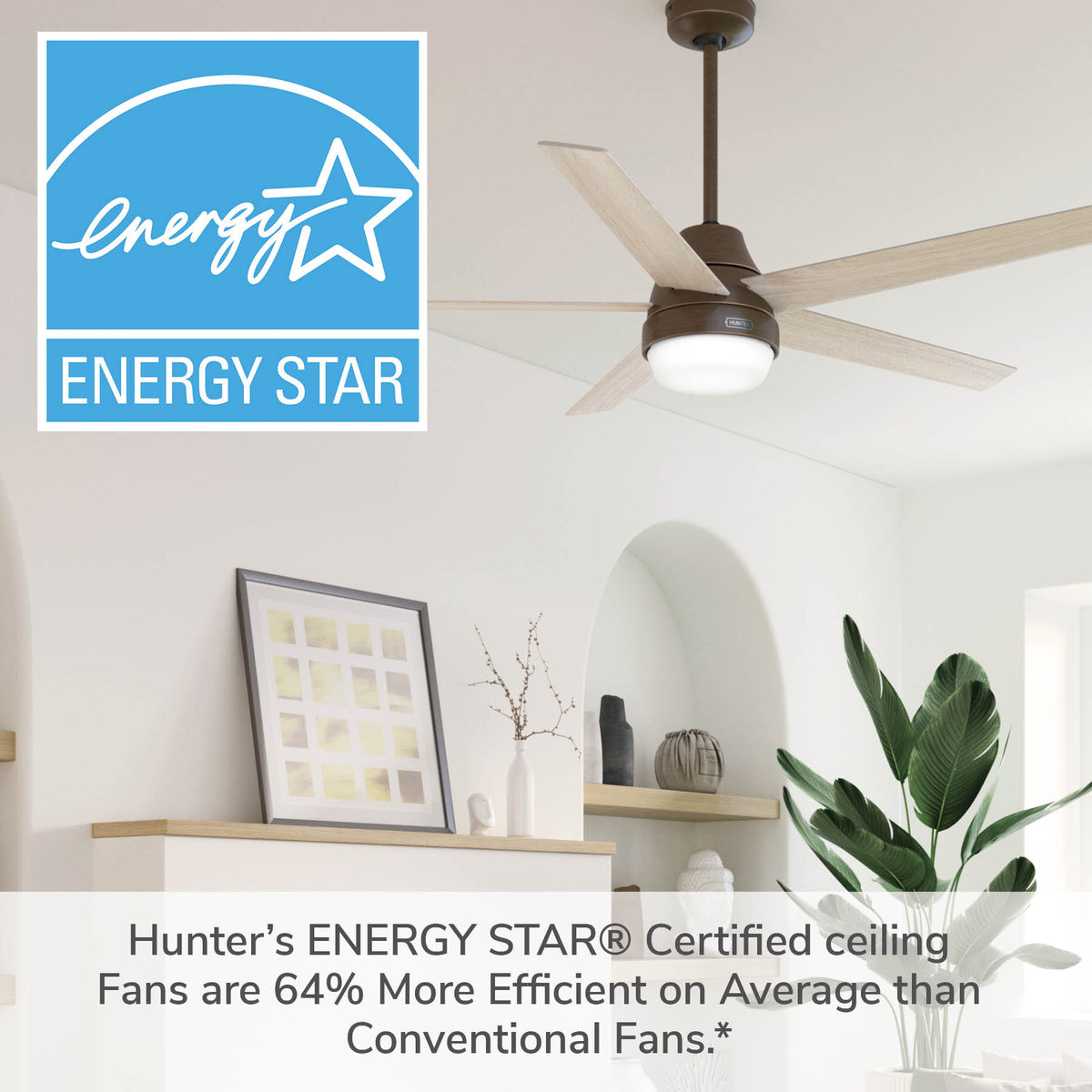 60 inch Aerodyne Wi-Fi ENERGY STAR® Matte Bronze Ceiling Fan with LED Light Kit and Handheld Remote