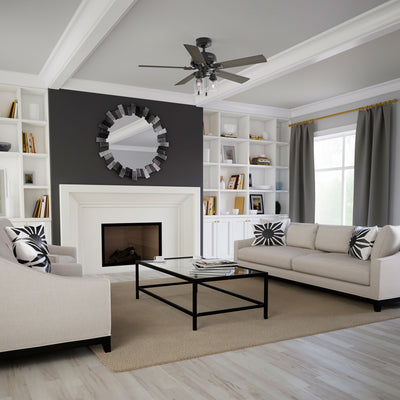 52 inch Hartland Matte Black Ceiling Fan with LED Light Kit and Pull Chain