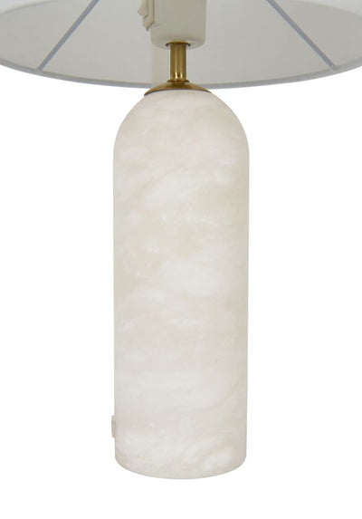 Firma 2 Light Linen Table Lamp with Alabaster Base