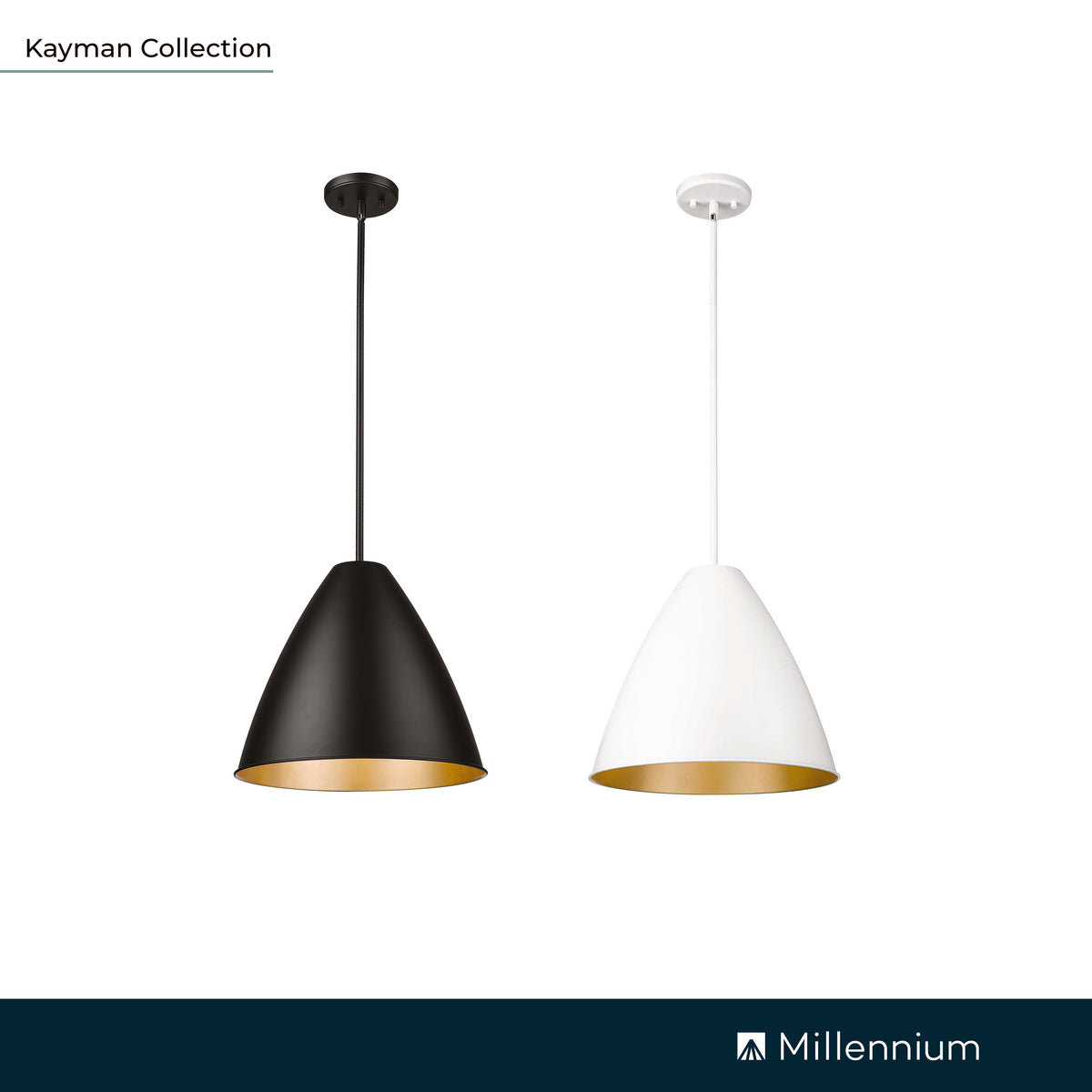 13'' Kayman Matte Black 1 Light Pendant