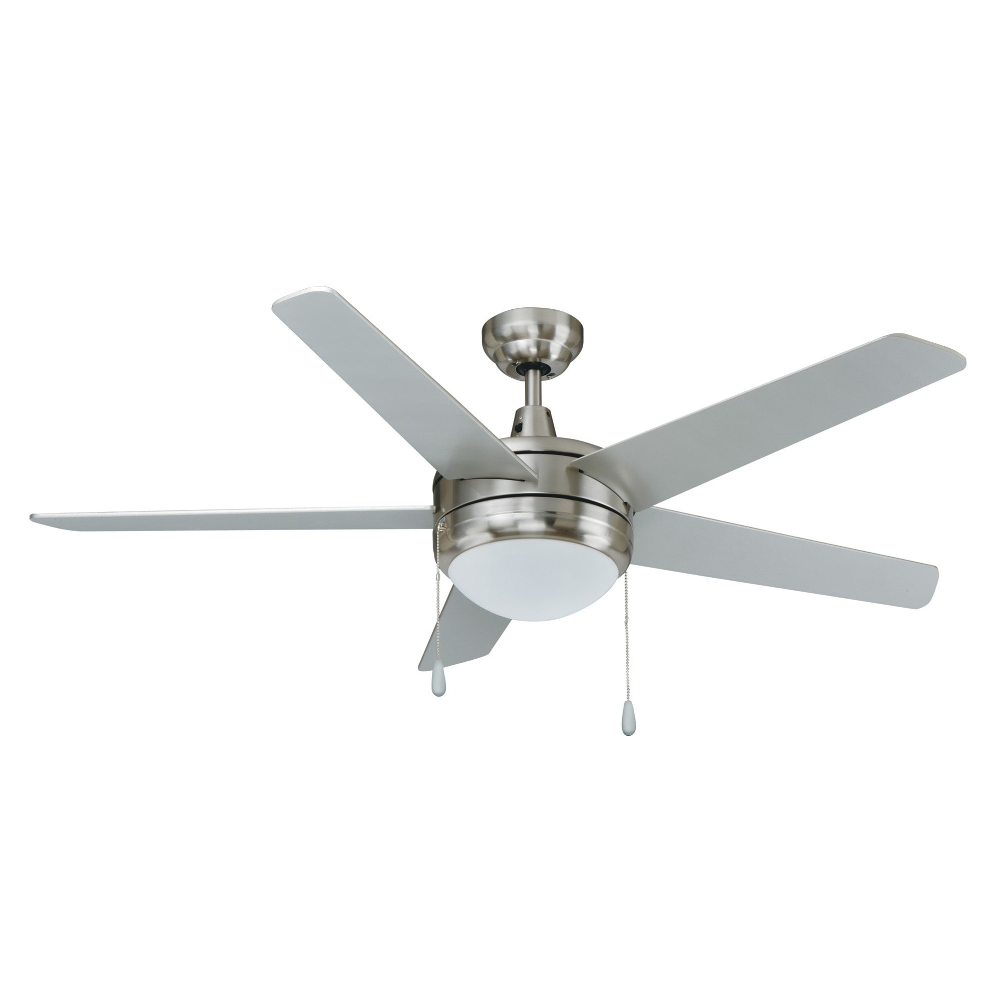 50 Inch Mirage AC Brushed Nickel Indoor Ceiling Fan 5-Blade 2 Lights Reversible
