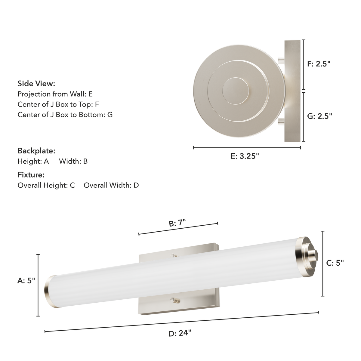 Holly Grove 24-inch 2-light Brushed Nickel Vanity Light with Cased White Glass