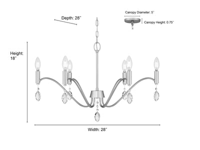 18'' Aureline Aged Silver 6 Light Chandelier