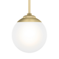 Hepburn 8-inch 1-light Modern Brass Globe Pendant with Cased White Glass