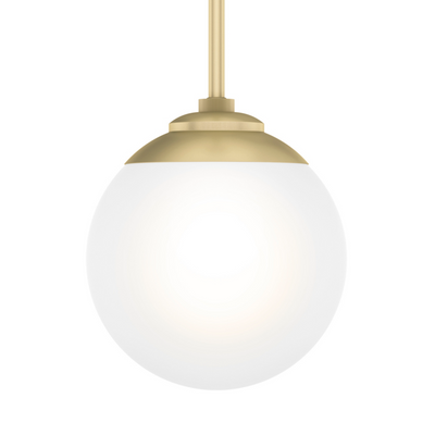 Hepburn 8-inch 1-light Modern Brass Globe Pendant with Cased White Glass