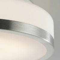 Frosted 1 Light 8 Inch Nickel Flush Mount Drum Shade