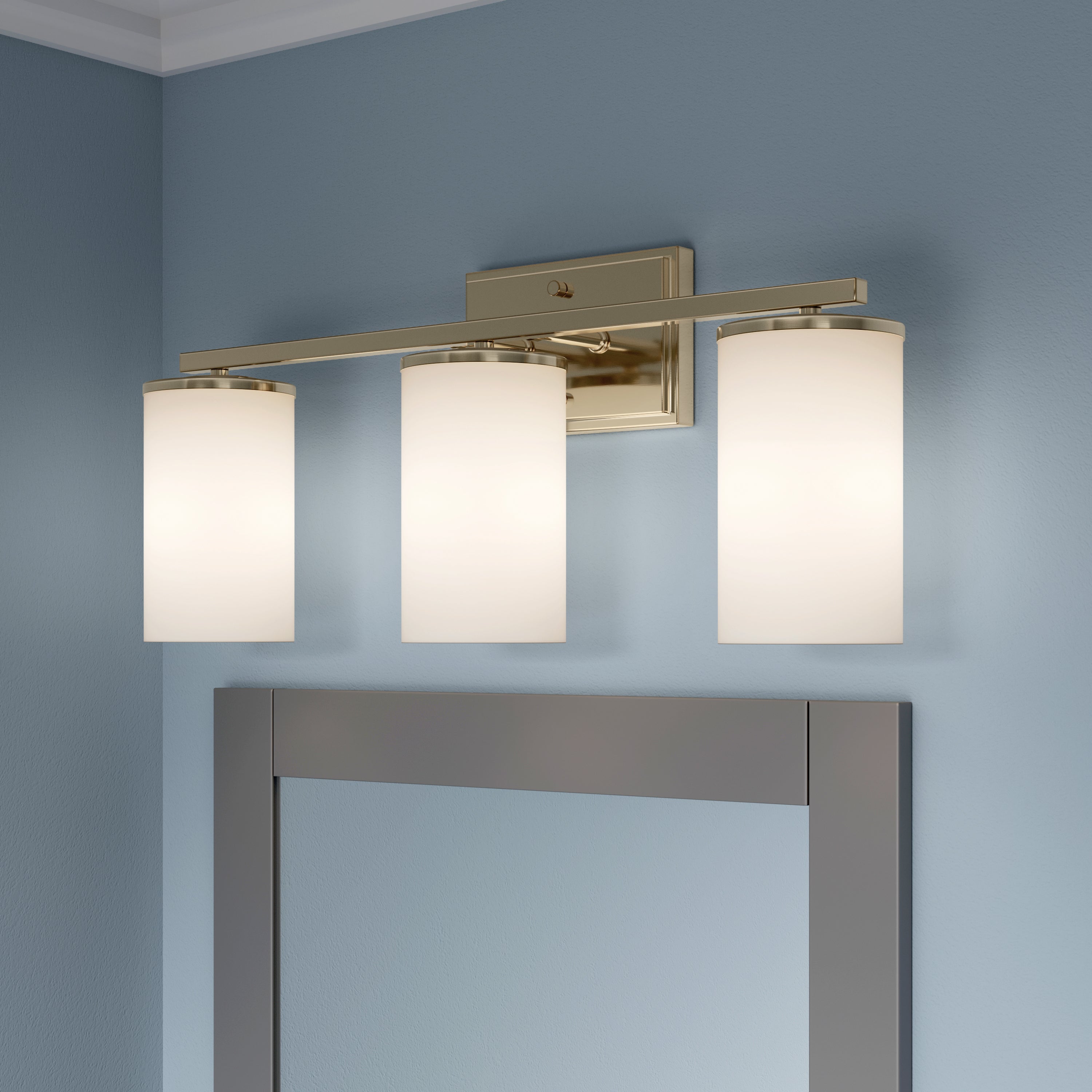 22-inch Verlana Modern Gold 3-Light Etched White Glass Bathroom Vanity Light