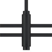 Camelia Stem 53-inch 2-light Matte Black and Off White Linen Linear Chandelier with White Linen Fabric Shade