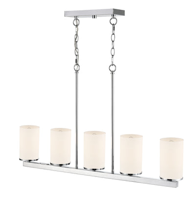 40-inch Verlana Chrome 5-Light Etched White Glass Linear Chandelier